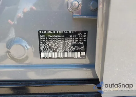 2026 Honda Hr-V Awd Ex-L из США, поврежденный, VIN 3CZRZ2H77TM708526